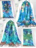 Water Lilies & Irises Double-sided Oil Painting Design Fashion Scarf